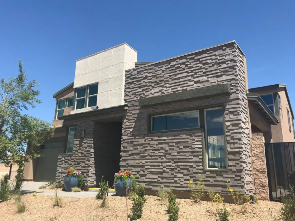 Beautiful stone veneer siding on a luxury home in Bergen County, NJ, by AR General Contractor.